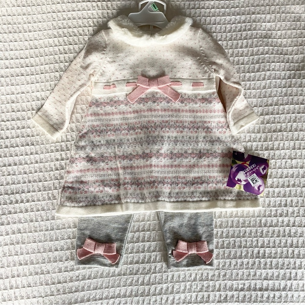 Blueberi boulevard cream sweater and legging set NWT 18M